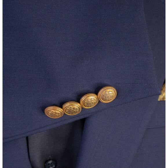 Jos A Bank Blazer Suit Jacket Mens 46R/S Navy Blue Gold Buttons Wool Classic - Picture 6 of 13